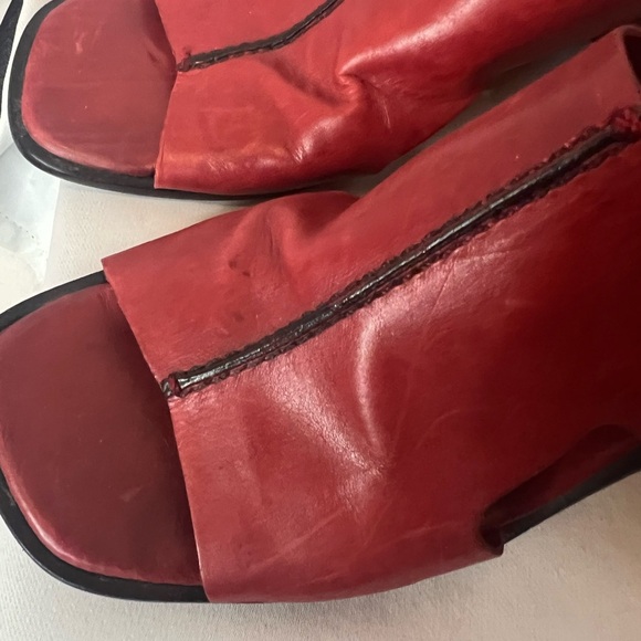 Cole Haan Red Suede Mules with Block Heel - Picture 4 of 7